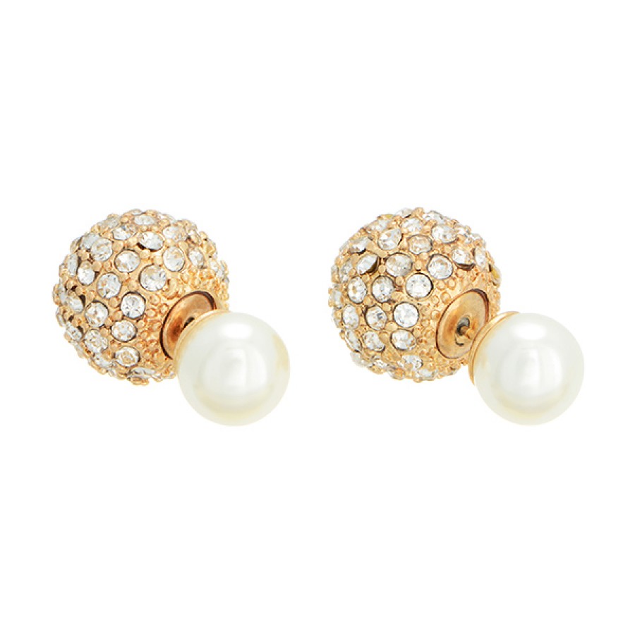 Pave Peekaboo Faux Pearl 360 Statement Earrings